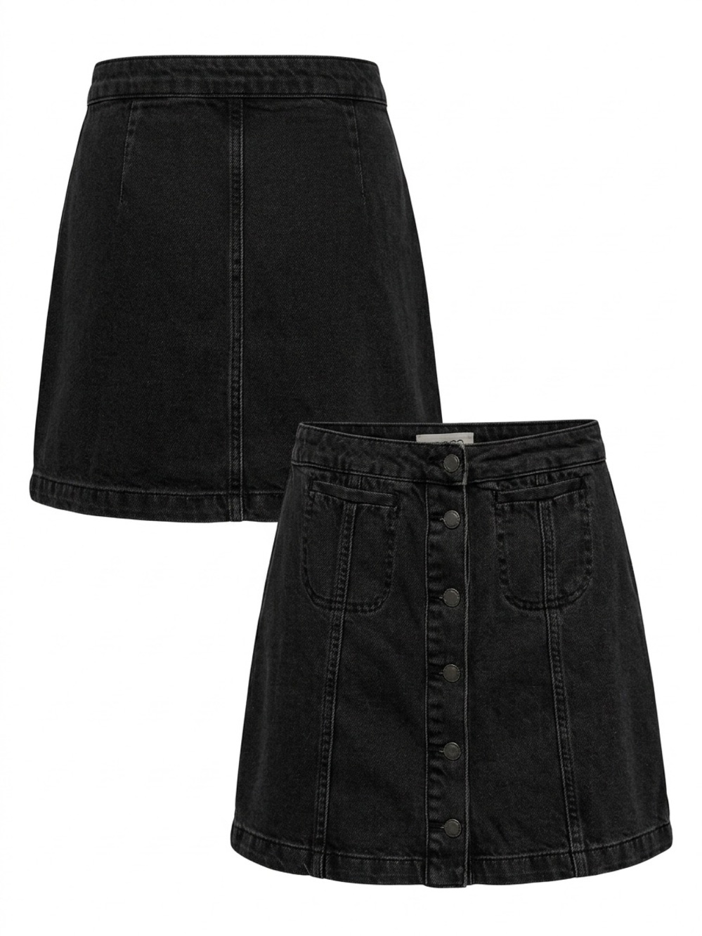 Topshop Black Button-Front Mini Skirt